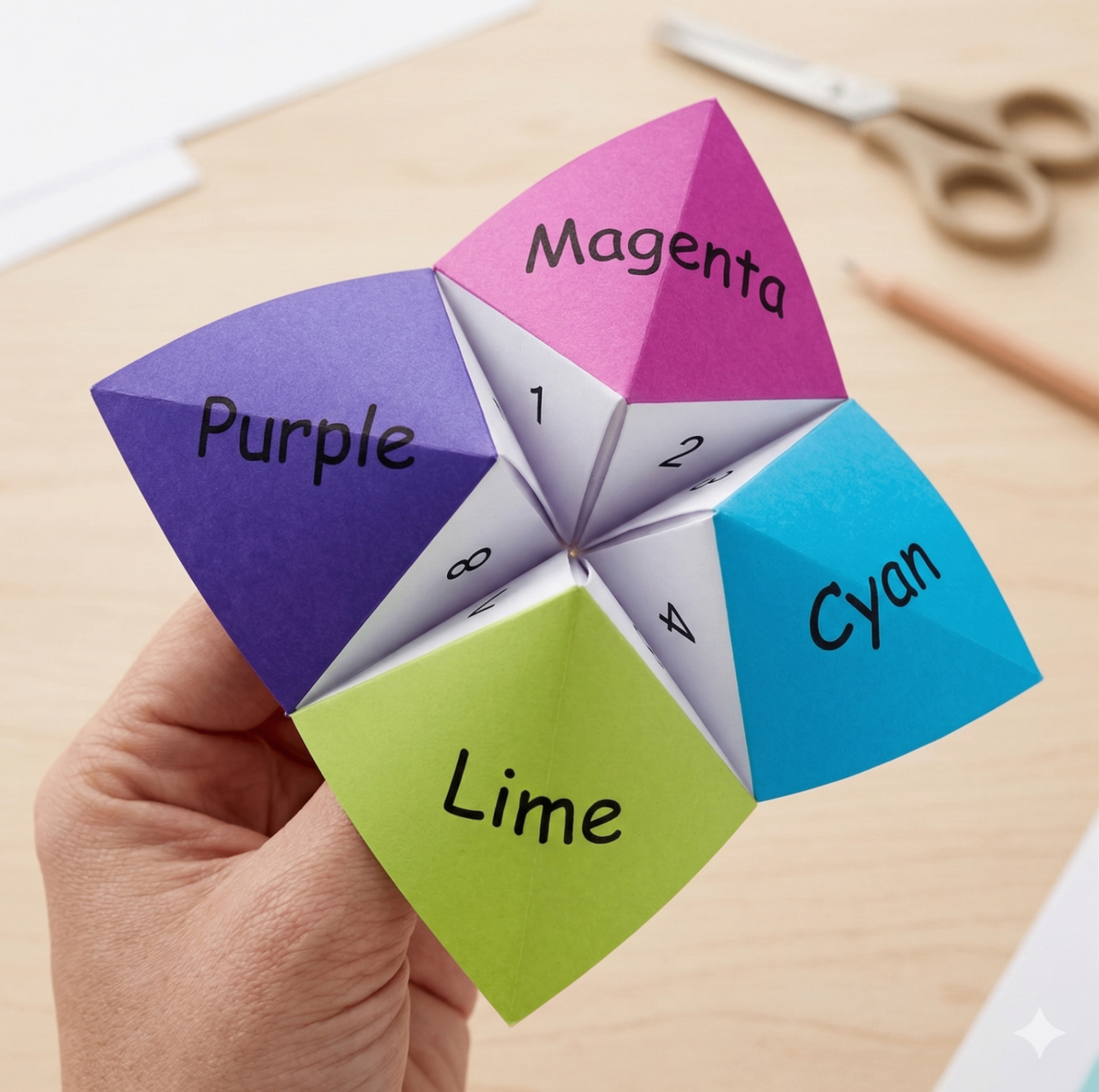 Colorful origami fortune teller paper craft